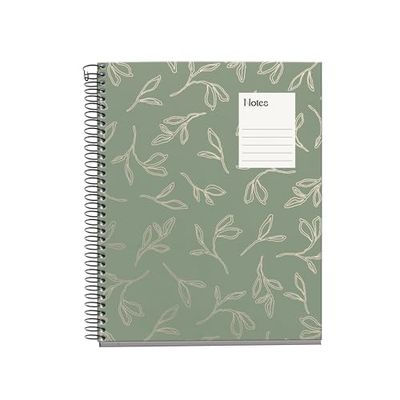 Miquelrius - Notatnik A5 (148 x 210 mm), 100 arkuszy w kratkę o gramaturze 70 g/m², okładka z twardego kartonu, 4 kolorowe paski, spirala, 2 wiercenia, zeszyt w kratkę, piękne artykuły pa,
