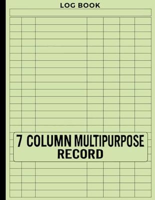 Log Book 7 Column Multipurpose Record: Daily Business Inventory Tracker | Equipment Maintenance Time Sheet Log | Phone Call Activity Register | Petty Cash Expense Journal for Small Business