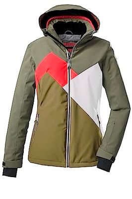 killtec Donne Giacca da sci/giacca funzionale con cappuccio staccabile con cerniera e ghetta antineve KSW 83 WMN SKI JCKT, olive, 50, 38622-000