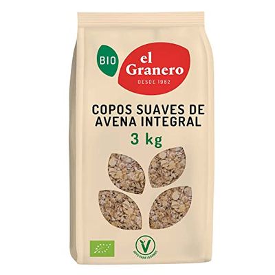 El Granero Integral - Copos Finos de Avena Integral - 3 kg - Rico en Vitaminas y Minerales - Ayuda al Tránsito Intestinal - Beneficioso para el Sistema Inmune - Aptos para Veganos