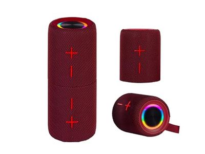 Trevi XR 8A44 DOUBLE Altoparlante Amplificato Portatile 10W x 2, Cassa Wireless Separabile in 2 Unità, Micro SD, AUX-IN, Audio Wireless 5.3, IPX5, Batteria Integrata, Rosso
