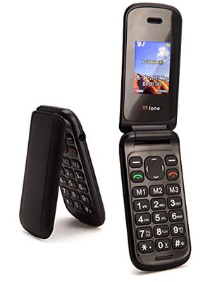 TTfone Flip TT140 Mobile Phone Camera Bluetooth Cheap Pay As You Go (Giff Gaff, Black)