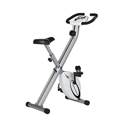 Ultrasport F-Bike, F-Rider Basics, Fietstrainer, Fitnessbike LCD Training Computer, Opvouwbare Hometrainer, Max. Gebruikersgewicht 110 kg, hartslagmeting, 8 weerstandsniveaus, trimwiel, Wit/Zilver
