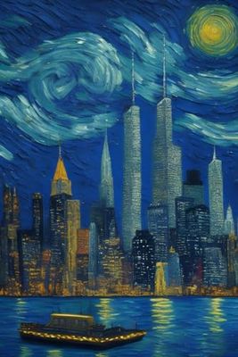 New York City Scape Van Gogh Style Journal
