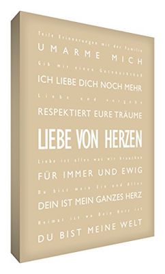 'Little Helper lvdp1624–01 G Feel Good Art Tableau décoration murale en toile "Amour à tiefst Typographie moderne Beige 60 x 40 cm