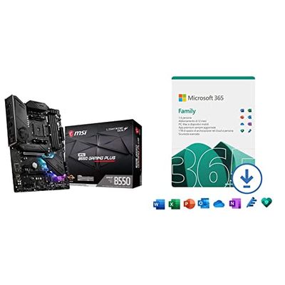 MSI MPG B550 GAMING PLUS ATX Scheda madre gaming AMD AM4 DDR4 M.2 USB 3.2 Gen 2 HDMI + Microsoft 365 Family | Codice di attivazione via email