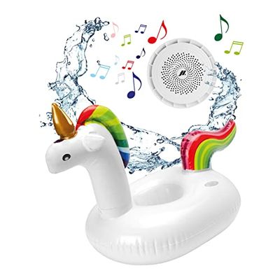 SBS Waterdichte draadloze luidspreker, 3 W audio-luidspreker met opblaasbare eenhoorn-luidspreker voor zwembad, bad en feest, inclusief mini-pomp en oplaadkabel