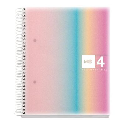 Miquelrius - A5 Notitieboek, Polypropyleen Omslag, 120 Micro-Geperforeerde Vellen, Gelinieerd Notitieboek met 4 Kleuren voor Organisatie, 70 g/m² Extra Mat Papier, 2 Archiefgaten