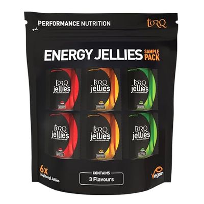 Energy Chews for Running - Fast-Release Energy Gummies for Cycling & Endurance Sports | High Carbohydrate Dual Glucose & Fructose Gels | Flavoured Vegan Jelly Soft Bites | 6x15 | TORQ Gels