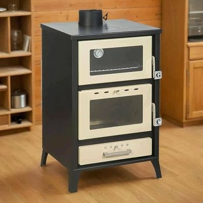 Dmora Dtempestil Wood Stove, Wood Fireplace, Wood Fireplace, Rustic Stove, Made in Italy, 59 x 51 H92 cm, Beige