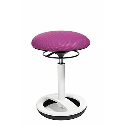 Topstar Sitness High Bob, stahulp, fitnesskruk, werkkruk, zithoogte: 49-70cm, voet ring wit gelakt aluminium, stoffen bekleding, paars