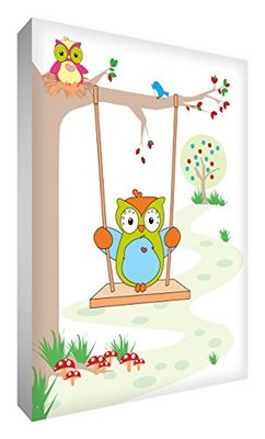 Feel Good Bloquear Arte Decorativo de la madre y del bebé del búho en el árbol X 10,5 X 14,8 cm 2