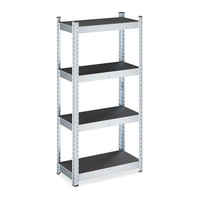 Relaxdays stellingkast, HxBxD: 120 x 60 x 30 cm, 700 kg, gegalvaniseerd staal, opbergrek garage, schuur, zwart-zilver
