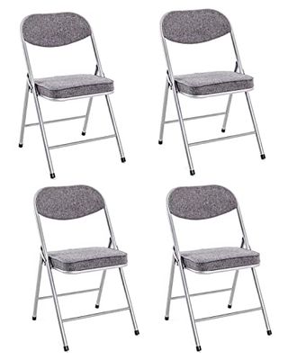 HAKU Möbel Set van 4 klapstoelen met gestoffeerde rugleuning, aluminium, grijs, B 47 x D 53 x H 79 cm