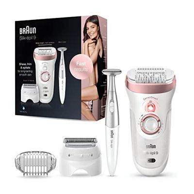 Braun Silk-épil 9 Beauty Kit Épilateur Femme Rasoir d'épilation, Avec Sac de Coupe de Bikini, Cadeau pour Femme, 9-890, Rose/Gold