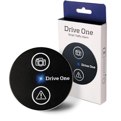 Needit Original Drive One Speed Camera Warner, Radar Detector Warns of Speed Cameras and Dangers in Road Traffic in Real Time, Automatically Active After Connection with Smartphone on Bluetooth, Data