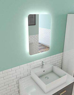 AURLANE Miroir Salle de Bain LED Auto-éclairant Atmosphere 40x60x3.5cm