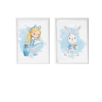 Crochetts Lot de 2 tableaux Alice 33 x 43 x 2 cm Lapin 2 pièces
