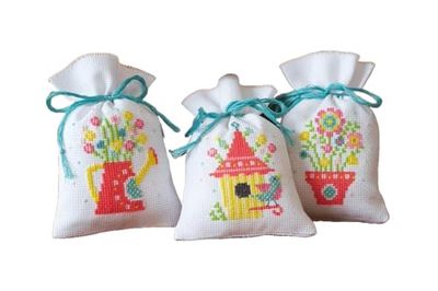 Vervaco Borse Spring Aida Set di 3, Misto Cotone, Assortiti, 18.3 x 0.5 x 9.5 cm, 3 unità