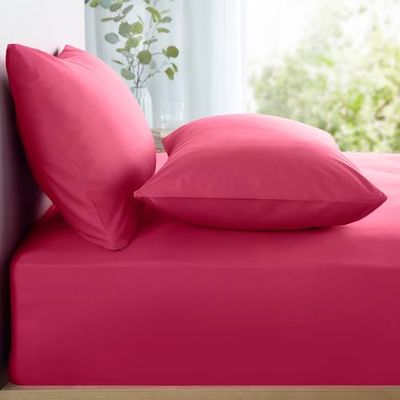 Appletree – Hot Pink Örngott 2-pack – hemmafru kudde stil – ljusrosa örngott (48 x 76 cm) – mjuk och lyxig 100% bomull – 2 delar – neonfärgade sängkläder