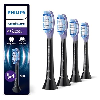 PHILIPS Sonicare G3 Premium Gum Care, testine di ricambio originali, nero, confezione da 4, HX9054/88