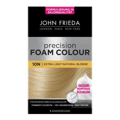 John Frieda Precision Foam Colour Coloration permanente en mousse Blond très clair, couverture uniforme parfaite, pour 1 application, jaune, 1 pièce (1 pièce)