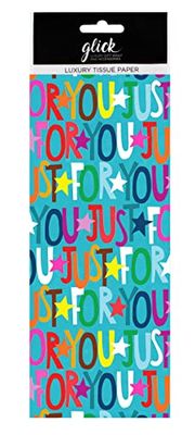 Glick Just for You TPL119 Lot de 4 feuilles de papier de soie Just for You pour emballage cadeau, anniversaire Just for You 750 mm x 500 mm