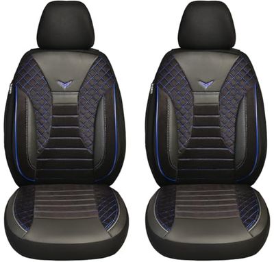 BREMER SITZBEZÜGE Fundas de Coche compatibles con Mercedes Clase E W213 S213 Juego de 2016 y Funda Protectora para Coche de Piel sintética Aterciopelada, 2 Unidades en Negro y Azul