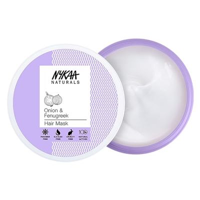 Nykaa Naturals Hair Mask-Anti-Hairfall, Strengthens Hair, Prevents Hair Loss and Thinning, Deep Nourishing-100% Natural Actives, for All Hair Types, Men and Women 200ml (Onion & Fenugreek)