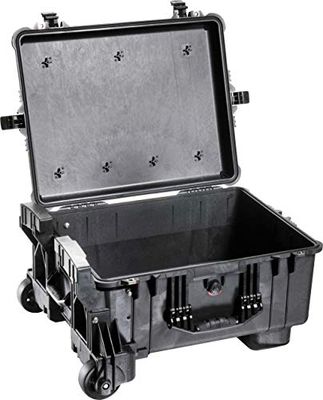 PELI 1610M krossäker transportväska med slitstarka hjul, IP57-vatten- och dammtät, 63 liters kapacitet, tillverkad i USA, inget skum, svart