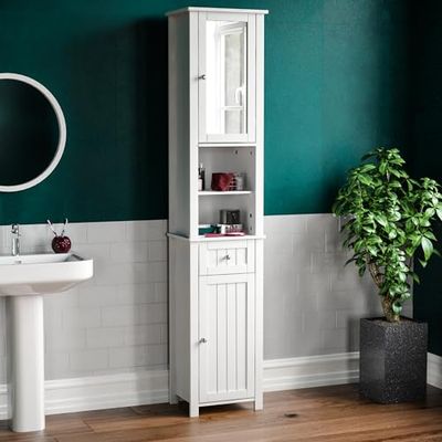 Bath Vida Armário de casa de banho com armário priano de cor branca de Home Discount