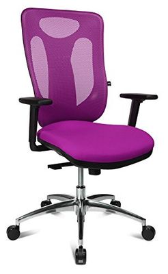 Topstar Sitness Net Pro 100, ergonomiczne krzesło biurowe, do biurka, punktowy mechanizm synchroniczny, w zestawie podłokietniki o regulowanej wysokości, materiał, kolor fioletowy, 59 x 56 x 120 cm