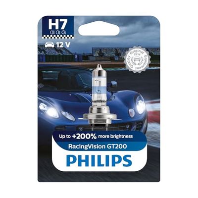 Philips RacingVision GT200 H7 lampadina fari auto +200%, blister singolo