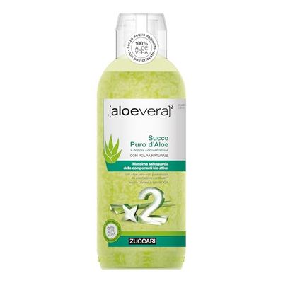 ZUCCARI Aloe Vera da Bere – Succo Puro Non Pastorizzato A Doppia Concentrazione - Vegan - Senza Glutine - Senza OGM – Integratore Drenante Forte – 1000 ml