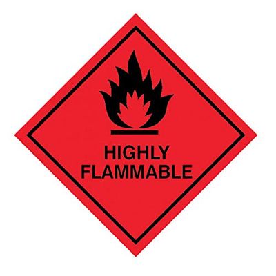 Panneau autocollant en vinyle hautement inflammable.