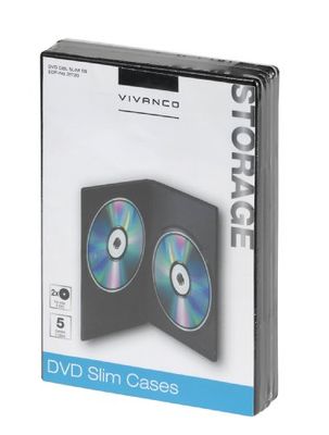 Vivanco Cd/DVD Hoesjes Slim Pack van 5 zwart