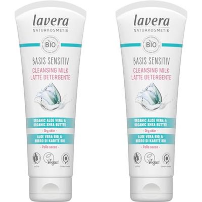lavera Basis Sensitiv Cleansing Milk ∙ Vegan Organic Skin Care Natural & Innovative Cosmetics,125ml (Pack of 2)