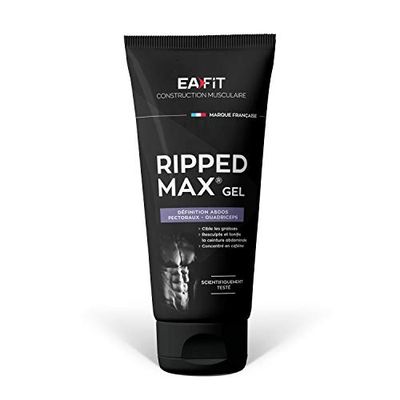 EAFIT | Ripped Max Gel | Resculpte et Tonifie la Ceinture Abdominale, les Pectoraux et Quadriceps | Caféine, Thé vert & Guarana | Scientifiquement Testé | Marque Française | 200 ml