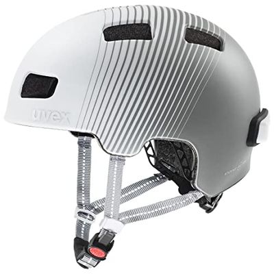uvex City 4 Women's Edition - Casque de Ville Léger pour Femmes - Éclairage LED Compris - Réglage de la Taille Individuel - White-Grey Matt - 51-55 cm