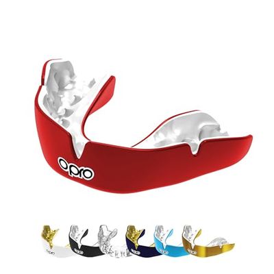 Paradenti sportivo OPRO Instant Custom-Fit, protezione dentale, per il massimo del comfort, della protezione e dell'adattabilità, protezione gengive per rugby, boxe, hockey, MMA, BJJ (Rosso, ragazzi)