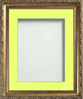 Frame Company Brompton Gold 16x12 inch Frame With Lemon Bon Bon Mount for Image 12x8 inch *Choice of sizes* Fitted with Real Glass