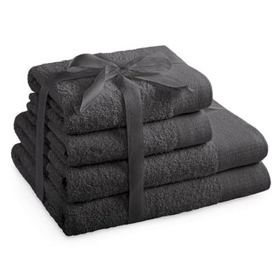 AmeliaHome Set di asciugamani grigio 2 asciugamani 50 x 100 cm e 2 teli doccia 70 x 140 cm 100% cotone di qualità assorbente, grafite antracite Amari