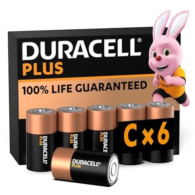 Duracell Batterie Plus C (pacco da 6) - Pile Alcaline 1.5V - Fino al 100% di extra durata - Affidabilità per i dispositivi a uso quotidiano - 0% plastica - 10 anni di conservazione - MN1400