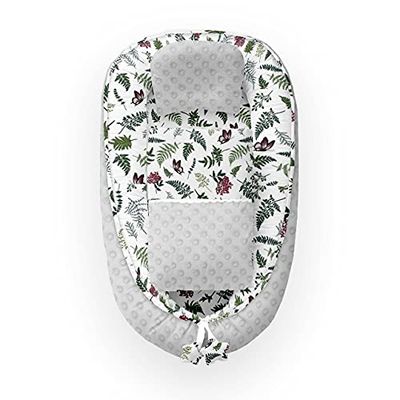 Kospu babynest con cuscino e coperta per bambini, peluche in cotone e minky, imbottitura 100% silicone perline, paracolpi 90 x 70 cm