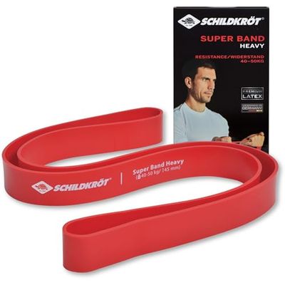 Schildkröt Bandas Premium con 4 Niveles de Resistencia Diferentes, Mini Estudio de Fitness Versátil en Casa y en Viaje, Rojo Super, 960228, Unisex-Adult, Heavy, 40-50 kg, 45 mm Ancho