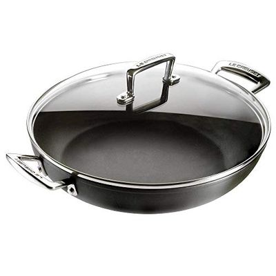 Le Creuset Cacerola de aluminio antiadherente con tapa, diámetro 30 cm, para todas las fuentes de calor, incluso la inducción, Antracita/Plateado, 51107300010502