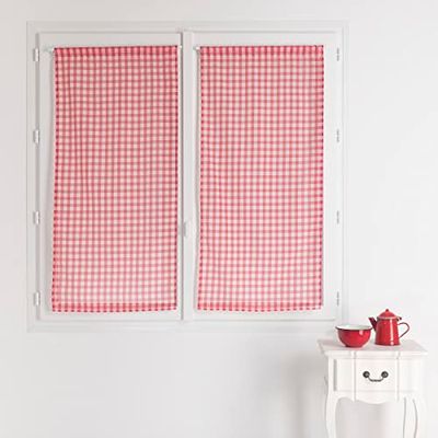 HomeMaison.com Normand Vitrage, geruit, rood, 055 x 120 cm