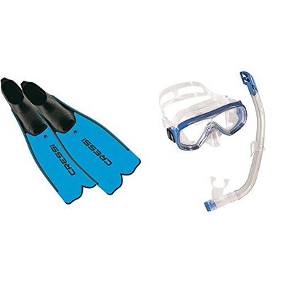 Cressi Rondinella - Palmes Chaussante de Snorkeling/Apnée/Plongée & Ondina + Top Premium Combo Set pour Enfant
