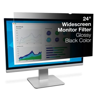 3M PF240W1B Privacy Filter for 24 inch widescreen LCD monitor. Black anti-glare privacy screen. Protect data from visual hacking.