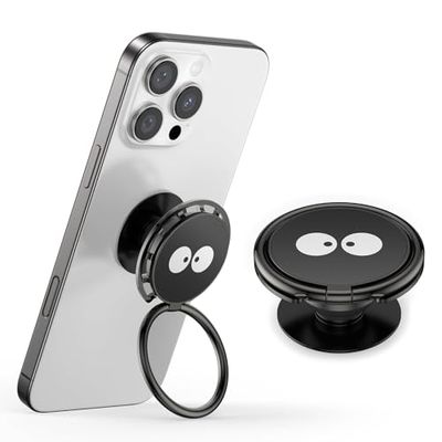 GlasFlength Popsocket - Soporte para teléfono móvil, Soporte para Dedos con Base Extensible, Color Negro, 255°, Anillo para teléfono móvil de 360°, botón para Sujetar Smartphones y Fundas